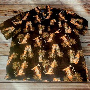 PURITAN XL (46-48) Men's Short Sleeve Button Down Shirt Beer Bottles Palm Trees